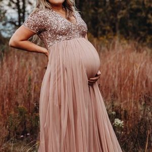 ASOS Maya Maternity Sequin Top Tulle Blush
Maxi Dress V-Neck Cap Sleeve